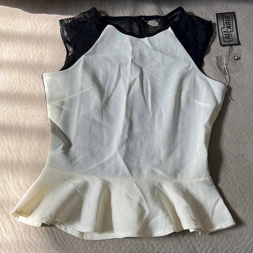 NWT Peplum-style Lace-back Top